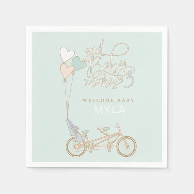 Serviette En Papier Baby Fabrique trois tandem vélo avec siège bébé pe (Devant)