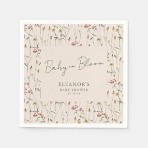 Serviette En Papier Baby Fleur Sauvage en Fleur Baby Shower Bohème Flo