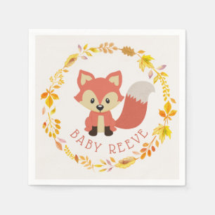 Serviette En Papier Baby Fox Wreath Baby shower des animaux de bois