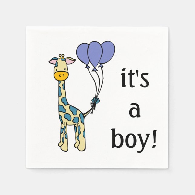 Serviette En Papier Baby Giraffe - C'est un garçon - Baby shower servi (Devant)