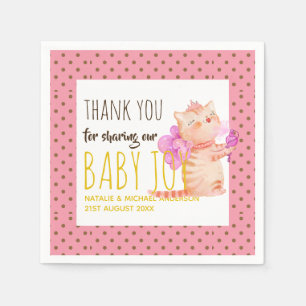Serviette En Papier Baby Girl 1er Anniversaire Douche Princesse Chats