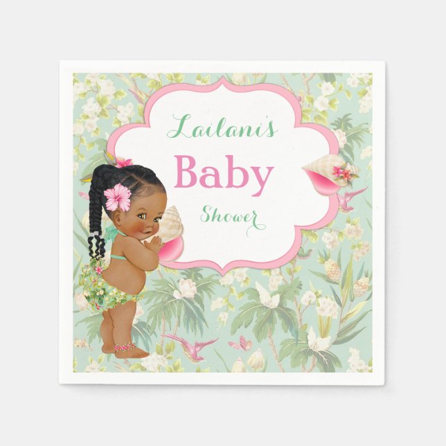 Serviette En Papier Baby Girl Bikini Tropical Luau Hawaiian Braids (Devant)