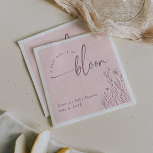 Serviette En Papier Baby Girl in Bloom - Dusty Baby shower rose Napkin