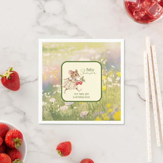 Serviette En Papier Baby Girl Woodland Animal Shower (En situation)