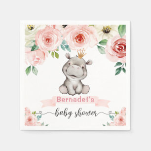 Serviette En Papier Baby Hippopotamus Princess Baby shower