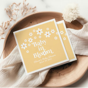 Serviette En Papier Baby in Bloom boho Daisy Jaune Baby shower