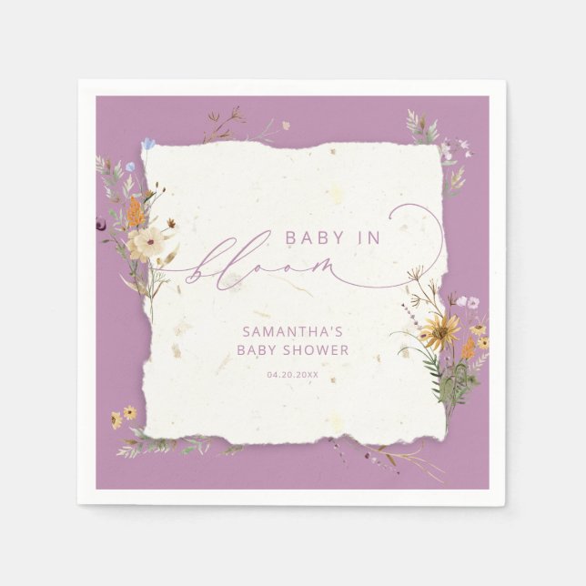 Serviette En Papier Baby in Bloom Fleur sauvage Baby shower moderne (Devant)