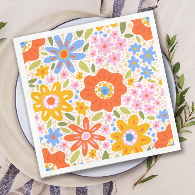 Serviette En Papier Baby in Bloom Retro Fleur sauvage Baby shower (Créateur téléchargé)