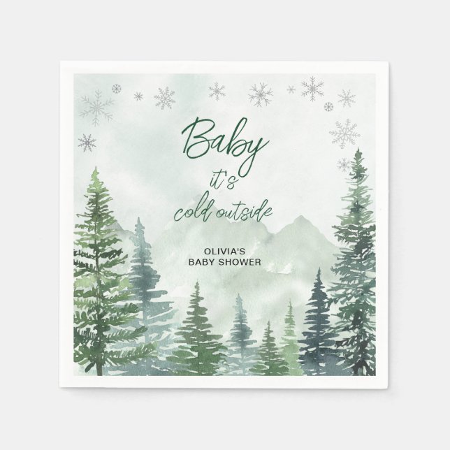 Serviette En Papier Baby it's Cold Outside Baby Shower (Devant)
