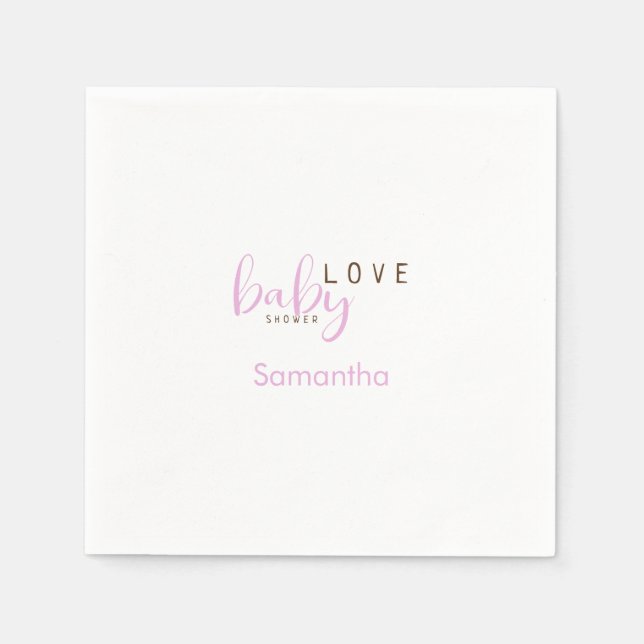 Serviette En Papier Baby Love Rose Baby Girl Douche Cocktail (Devant)