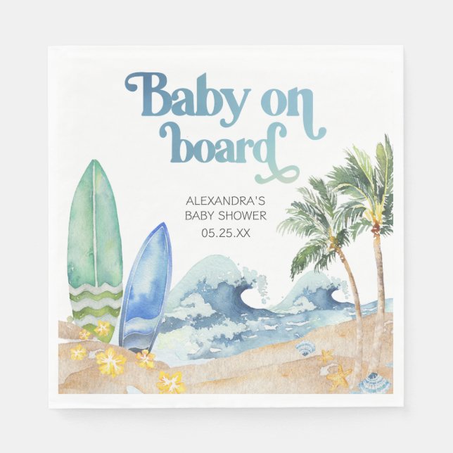 Serviette En Papier Baby on Board Baby shower de plage (Devant)