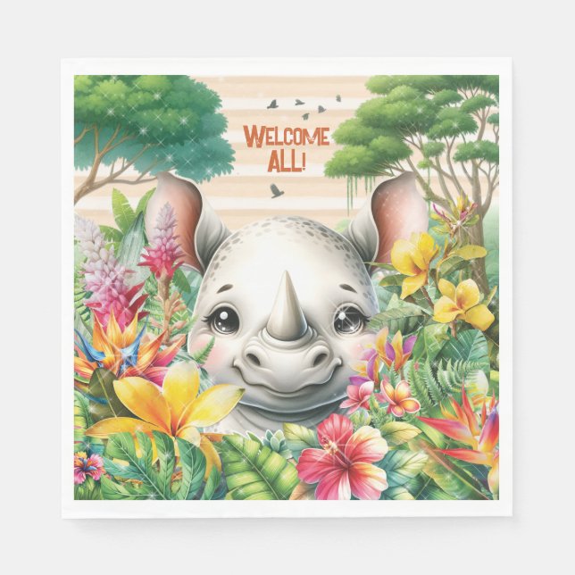 Serviette En Papier Baby Rhino Party Napkin (Devant)