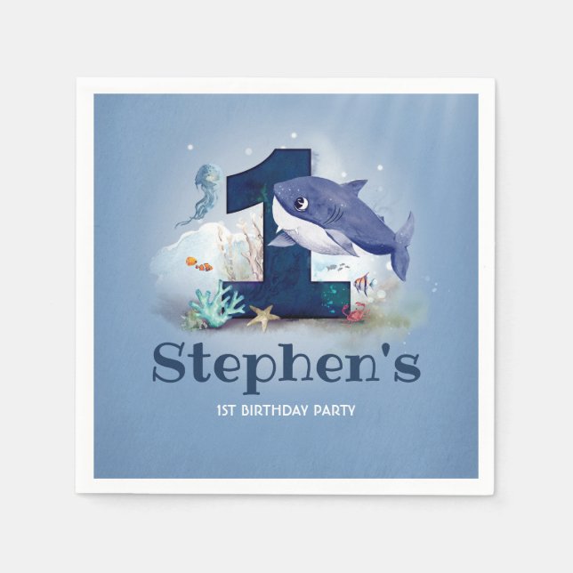 Serviette En Papier Baby Shark fête d'anniversaire (Devant)