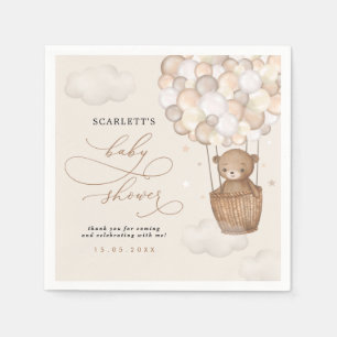 Serviette En Papier Baby shower à ballon à air chaud de l'ours en pelu