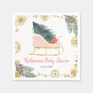 Serviette En Papier Baby shower à bascule rose Petit papier superposé 