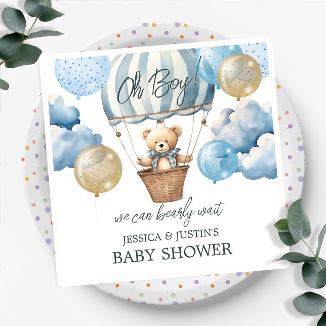 Serviette En Papier Baby shower à bulle à air chaud Teddy Bear (Créateur téléchargé)