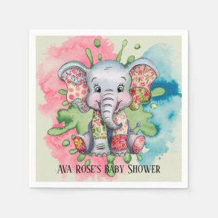 Serviette En Papier Baby shower à écailles florales cousues à l'élépha