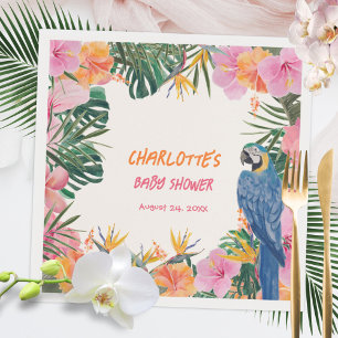 Serviette En Papier Baby-Shower à l'aquarelle sur les perroquets exoti