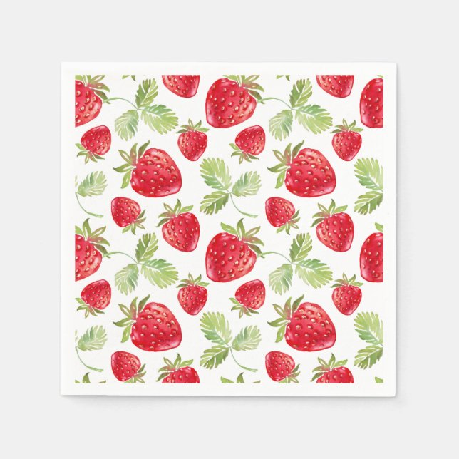 Serviette En Papier Baby shower à l'aquarelle tendance Meadow Strawber (Devant)