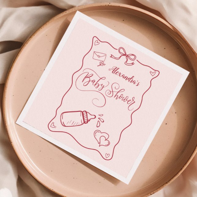 Serviette En Papier Baby shower à mâchoire à Doodle tiré (Créateur téléchargé)