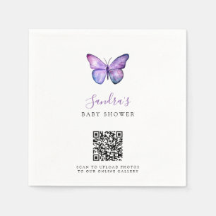 Serviette En Papier Baby shower à papillon QR Code Partager Photos