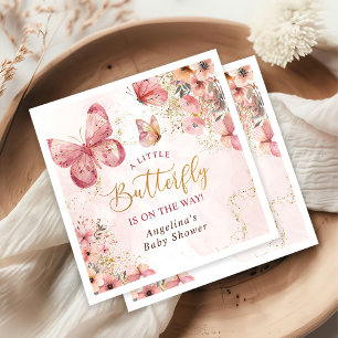 Serviette En Papier Baby shower à papillon rose boho