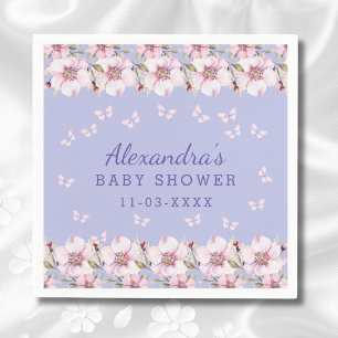 Serviette En Papier Baby shower à papillon rose Lilac
