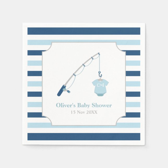 Serviette En Papier Baby shower à thème pêche moderne et mignonne (Devant)