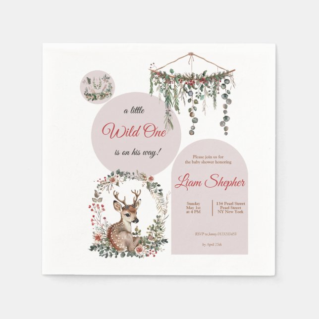 Serviette En Papier Baby shower à thème Sweet Little Deer (Devant)