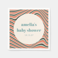 Baby shower Abstrait Aqua Peach
