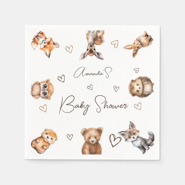 Serviette En Papier Baby shower animal de la forêt (Devant)