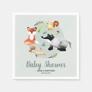 Serviette En Papier Baby shower animal forestier neutre par sexe