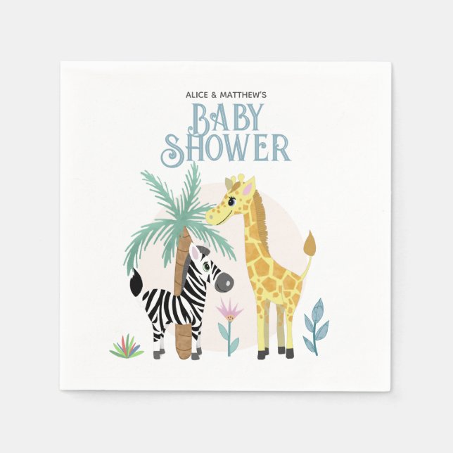 Serviette En Papier Baby shower animal Safari neutre genre mignon (Devant)