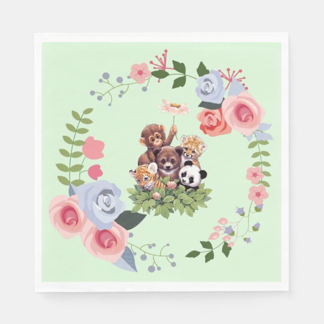 Serviette En Papier Baby shower animalier de la Jungle mignonne (Devant)