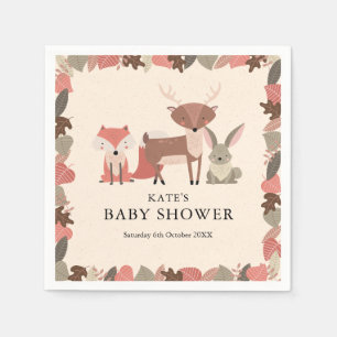 Serviette En Papier Baby Shower Animaux de la Forêt Mignons