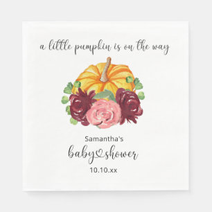 Serviette En Papier Baby shower aquarelle orange Citrouille