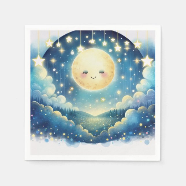 Serviette En Papier Baby shower Aquarelle Twinkle Little Star (Devant)
