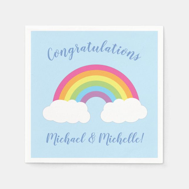 Serviette En Papier Baby shower arc-en-ciel (Devant)