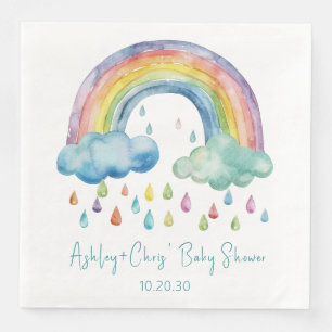 Serviette En Papier Baby Shower Arc-en-Ciel Aquarelle Bohème