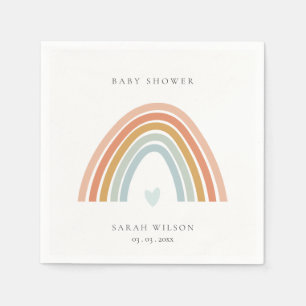 Serviette En Papier Baby shower Arc-en-ciel bleu-bleu-blanc élégant