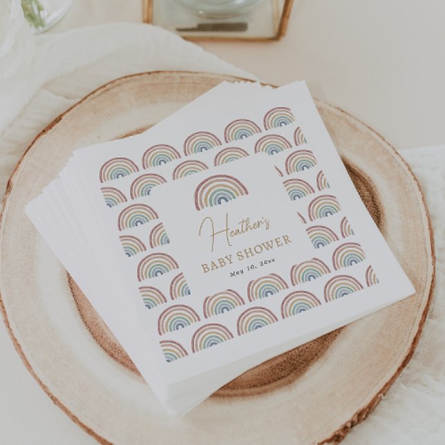 Serviette En Papier Baby shower arc-en-ciel Boho (Cute Boho Watercolor Rainbow Baby Shower Paper Napkins by Painted Paperie
)