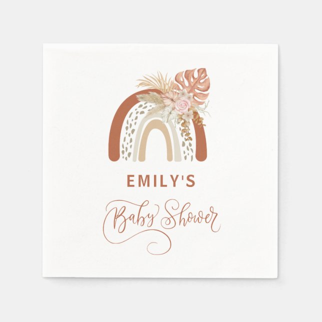 Serviette En Papier Baby shower arc-en-ciel Boho (Devant)