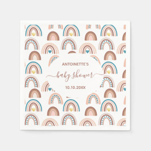 Serviette En Papier Baby shower arc-en-ciel Boho Blush Rose Blue
