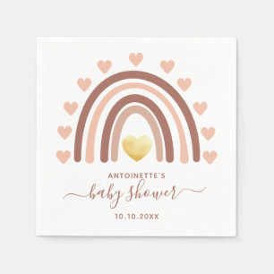 Serviette En Papier Baby shower arc-en-ciel Boho rose pâle