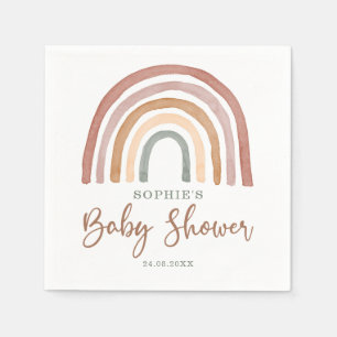 Serviette En Papier Baby shower arc-en-ciel de Boho en tons muets