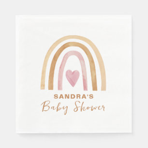 Serviette En Papier Baby shower arc-en-ciel de Boho neutre minimaliste
