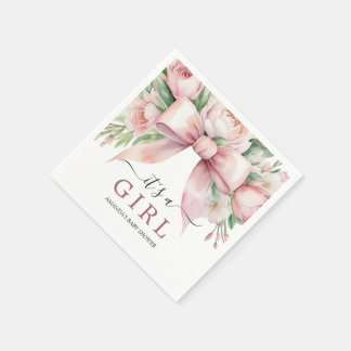 Serviette En Papier Baby Shower Arc-en-ciel Floral Rose Tendue