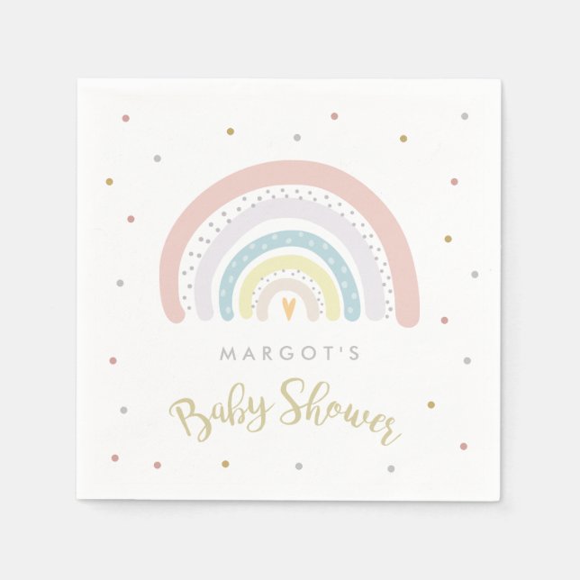 Serviette En Papier Baby shower arc-en-ciel neutre (Devant)