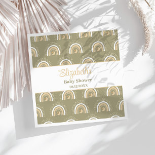 Serviette En Papier Baby shower arc-en-ciel neutre de Bohême