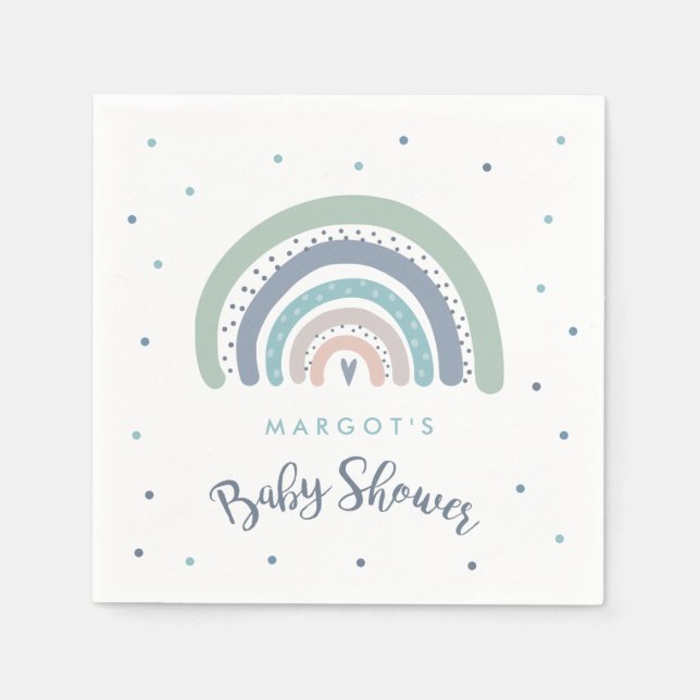 Serviette En Papier Baby shower arc-en-ciel Pastel Muet (Devant)